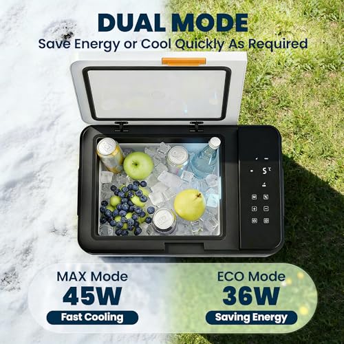 Outsunny 12 Volt Car Refrigerator, 32QT Car Fridge with App Control, 12/24V DC and 100-240V AC, -4℉-68℉, Portable Electric Freezer Compressor Cooler for Truck SUV Travel Camping