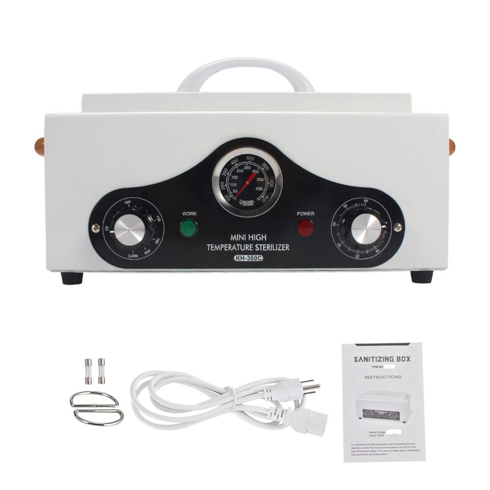 Soiiw High Temperature Cabinet KH-360C 500W 1.5L w/Timer Manicure Pedicure SPA Salon Equipment for Sundry Beauty Hair Nail Metal Tools Working Temperature Dial: Beauty