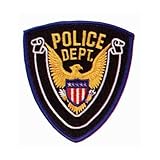 2 (Pair) Eagle Center Police Officer Shoulder Patch Badge Insignia Emblem Blue Border