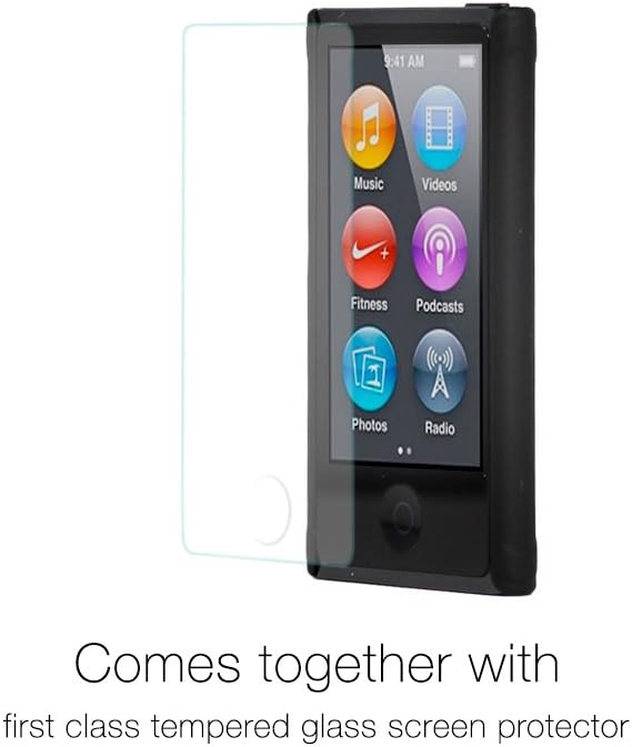 Tranesca Ultra Slim Protective Case for iPod Nano 7&8th Generation with Premium Tempered Glass Screen Protector.(Coral Red)