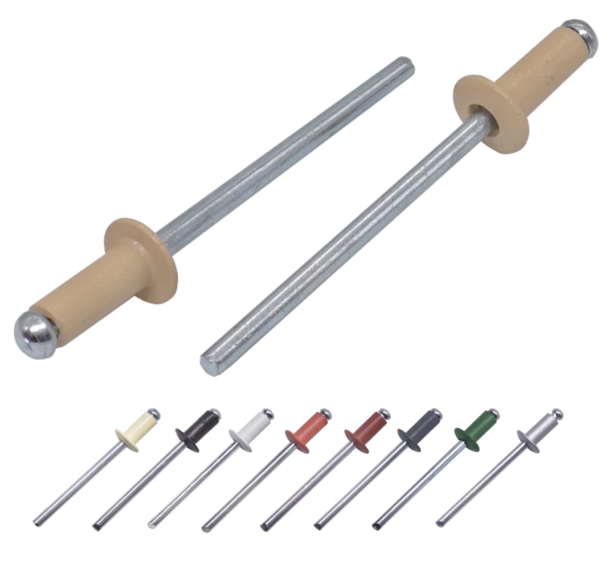 (Pack of 100 pcs) Painted Blind Rivets 3.2 x 8 mm, Dome Head, DIN 7337, Aluminum Rivet and Steel Mandrel, Pop Rivets (100, Beige RAL 1001)