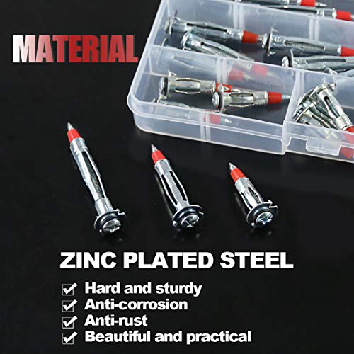 image for Hilitchi 24-Pcs [3-Sizes] 35mm 46mm 59mm Long Hollow Wall Drive Anchor
