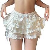 Women Ruffle Shorts Y2k Lace Trim Cute Lolita Bloomer