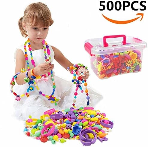 SuperLi Pop Arty Beads Creative DIY Jewelry Kit for Girls Necklace and Bracelet Art Crafts Gifts Toys -500 Pcs