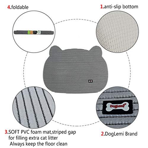 vmree Cat Litter Mat, Kitten Waterproof Non-Slip PVC Foam Soft Pad Feeding Placemat Keep Floor Clean (Gray)