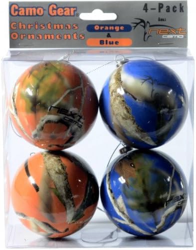 NEXT Camo Christmas Ornaments Orange &amp; Blue 4 pk Team Colors