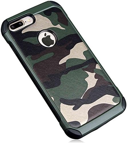 Casbay Apple iPhone 7 Plus Phone Case High Impact Shockproof Dropproof Defender Armor Plastic and Leather TPU Hybrid Rugged Defender Armor Camouflage Case for iPhone 7 Plus Green
