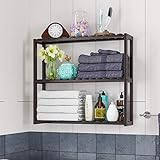 HOMFA Bamboo Shelf 3-Tier Utility Storage Organizer Adjustable layer Rack Bathroom Towel Shelves Multifunctional Kitchen Living Room Holder Wall Mounted Retro Color