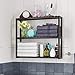 HOMFA Bamboo Bathroom Shelf 3-Tier Multifunctional Adjustable Layer Rack Wall Mounted Utility Storage Organizer Towel Shelves Kitchen Living Room Holder Dark Brown