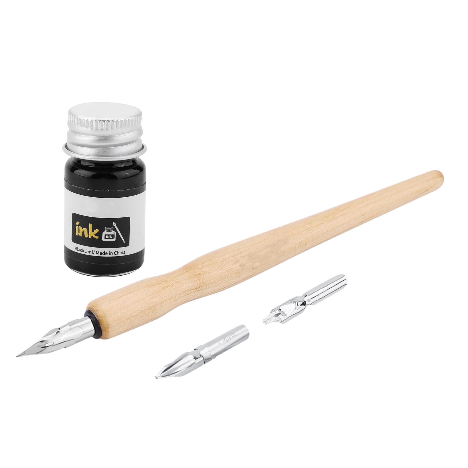 Garosa Comic Dip Pen Set with 3 Nibs Wooden Holder Ink for Manga Calligraphy Word Art Drawing School Stationery Supplies Art Craft Kids Adult Beginners Set Ink Included Sketching Tools