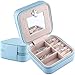 JIDUO Duomiila Small Jewelry Box, Travel Mini Organizer Portable Display Storage Case for Rings Earrings Necklace,Gifts for Girls Women (Blue)