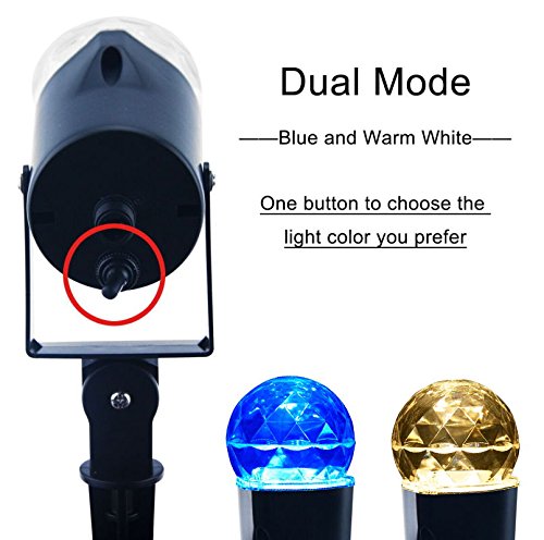 Holiday Projector Light Outdoor, TOFU Rotating Kaleidoscope Waterproof Spotlight flame Light Show Projection Decorations for Halloween Xmas Patio House Home Yard Swimming Pool(Bule-Warm White)