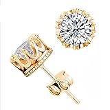 Hemlock Women Ladies 925 Silver Plated Earrings Jewelry Ear Stud (Gold, White)