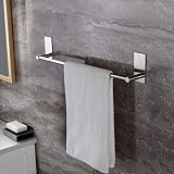 Taozun Self Adhesive 16-Inch Bathroom Towel Bar Brushed SUS 304 Stainless Steel Bath Wall Shelf Rack Hanging Towel Stick On Sticky Hanger Contemporary Style