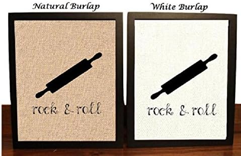 Rock &amp; Roll | Rollin Pin | Rolling Pin | Funny Kitchen Pun Wall Art | Bakery Sign | Kitchen Decor | Bakers Decor | Funny Rollin Pin Sign | Burlap Print
