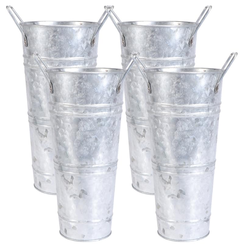 Photo 1 of Unomor 4pcs Vintage Iron Flower Buckets Decorative Planter Containers for Floral Arrangements, Home Office Decor, Dried Flowers, and Photography Props