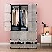 LANGRIA 18-Cube DIY Modular Cubby Shelving Storage Organizer Extra Large Wardrobe with Clothes Rod, Furniture for Clothes
