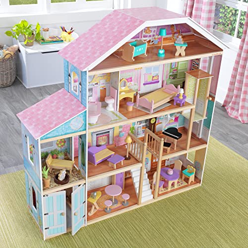 KidKraft Grand View Mansion Wooden Dollhouse with EZ Kraft Assembly