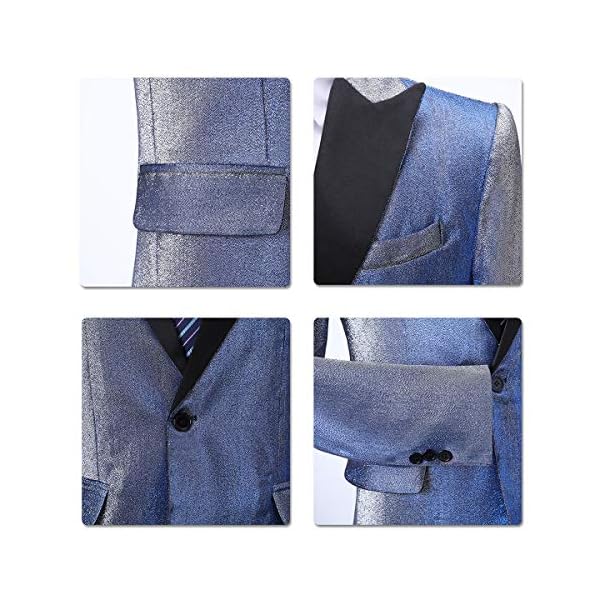 Mens Shimmer Dress Suit Jacket 1 Button Tux Blazer Dinner Sport Coat - Image 5