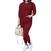 HBQ Women Two Piece Outfits Casual Long Sleeve Sweatsuits Jogger Tracksuits Lounge Sets With Pockets