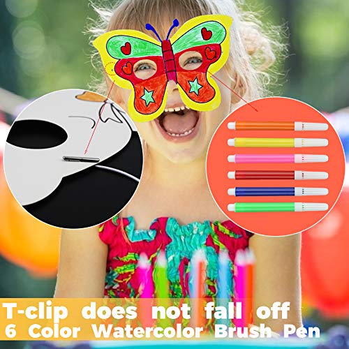 DIY animal masks, 40 Sets DIY Blank Graffiti Masks Jungle Paper Masks with Colored Pens and Elastic ropes for Kids Dress up Birthday Party Halloween Cosplay Hand Painting Art Crafts Favor
