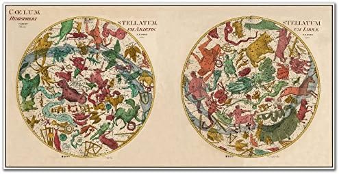 Antiguos Maps - Coelum Stellatum Hemisphaerium Arietis & Librae Astrological Map Circa 1801 - Measures 24 in x 48 in (610 mm x 1219 mm)