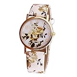 Leoy88 Women Vogue Purple Flower Patterns Analog Quartz Wrist Watches