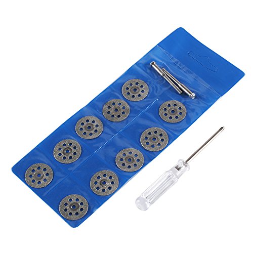 Diamond Cutting Disc, Dayree 10pcs 22mm Mini Cut Off Wheel with Mandrel & Screwdriver for Dremel Rotary Tools Gemstones Glass Cutting Disks - Thumbnail 6