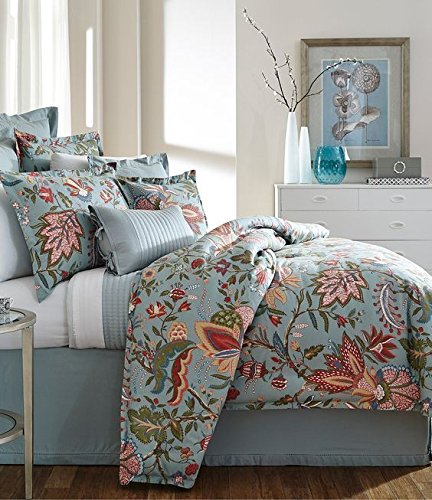 Noble Excellence Montrose 3 Piece King Comforter Set Aqua Floral