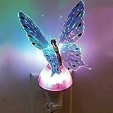 Moobom Fiber Optic Butterfly LED Color Change Night Light Lamp Purple