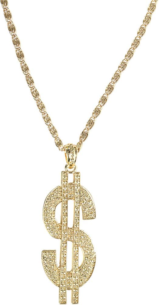 Metal Jumbo Gold Necklace- $ Dollar Sign