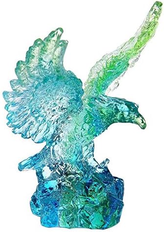 Liuli Glass Azure Stone Eagle Statue Stunning Figure 3"