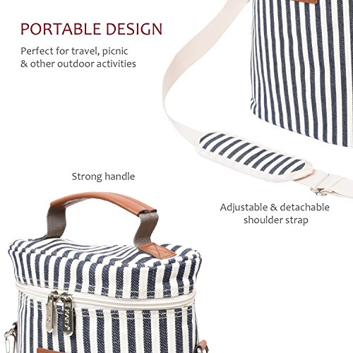 image for Kato Insulated Wine Tote Bag - 2 Bottle Travel Padded Wine/ Champagne 