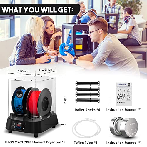 Eibos 3D Printer Filament Dryer Box CYCLOPES, 100W PTC Heater