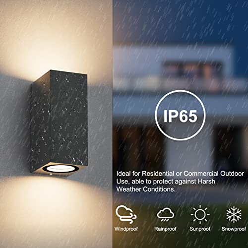 Klighten 2 Pieces Square Wall Lamp Outdoor/Indoor, IP65 Waterproof Anthracite Outdoor Wall Sconce, GU10 Modern Aluminium Wall Light for Gardens, Hallway Terrace, Bulb Not Included