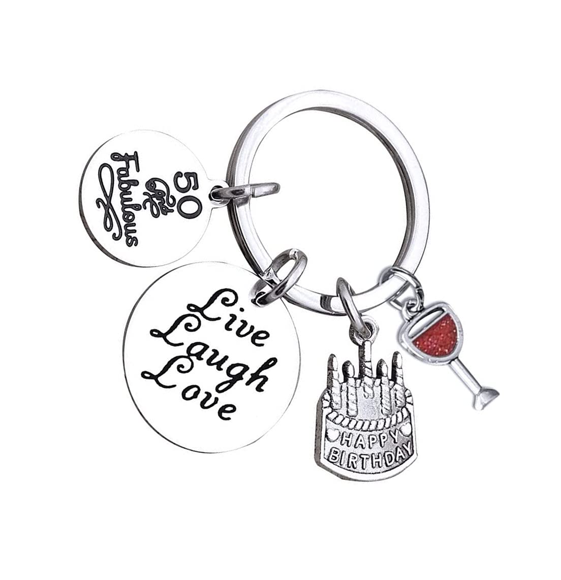Birthday Keyring,50th Birthday Gifts for Women Men Birthday Gifts Stainless Steel Birthday Key Ring Keyrings Jewellery Presents for Mum Grandmother(50th Birthday).