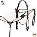 HILASON Horse Western Headstall Breast Collar Set Leather Brown White Floralthumb 1