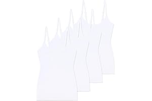 Comfneat Women's 4-Pack Slim-Fit Camisoles Cotton Adjustable Spaghetti Strap Top Underwear