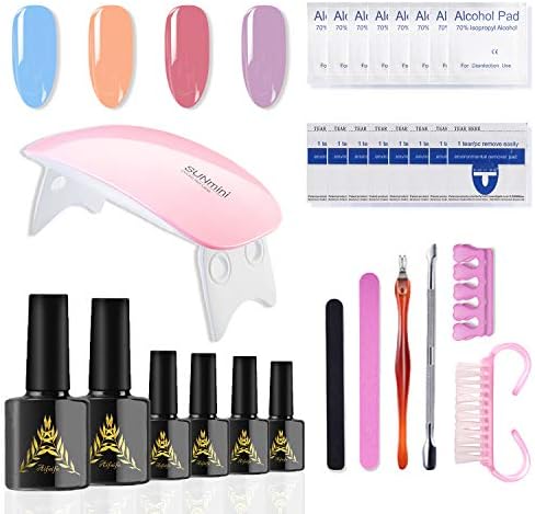 Gel Nail Polish Kit with UV Lamp, AIFAIFA 29pcs Gel Polish Nail Art Beginner Kit with Basic Nail Art Tools and 4 Cute Nail Color, Base Coat, Top Coat, UV Lamp Nail Dryer, Cuticle Remover, Cuticle Push