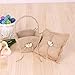 Double Heart Ring Bearer Pillow and Rustic Wedding Flower Girl Basket Set 6 x 6 inches
