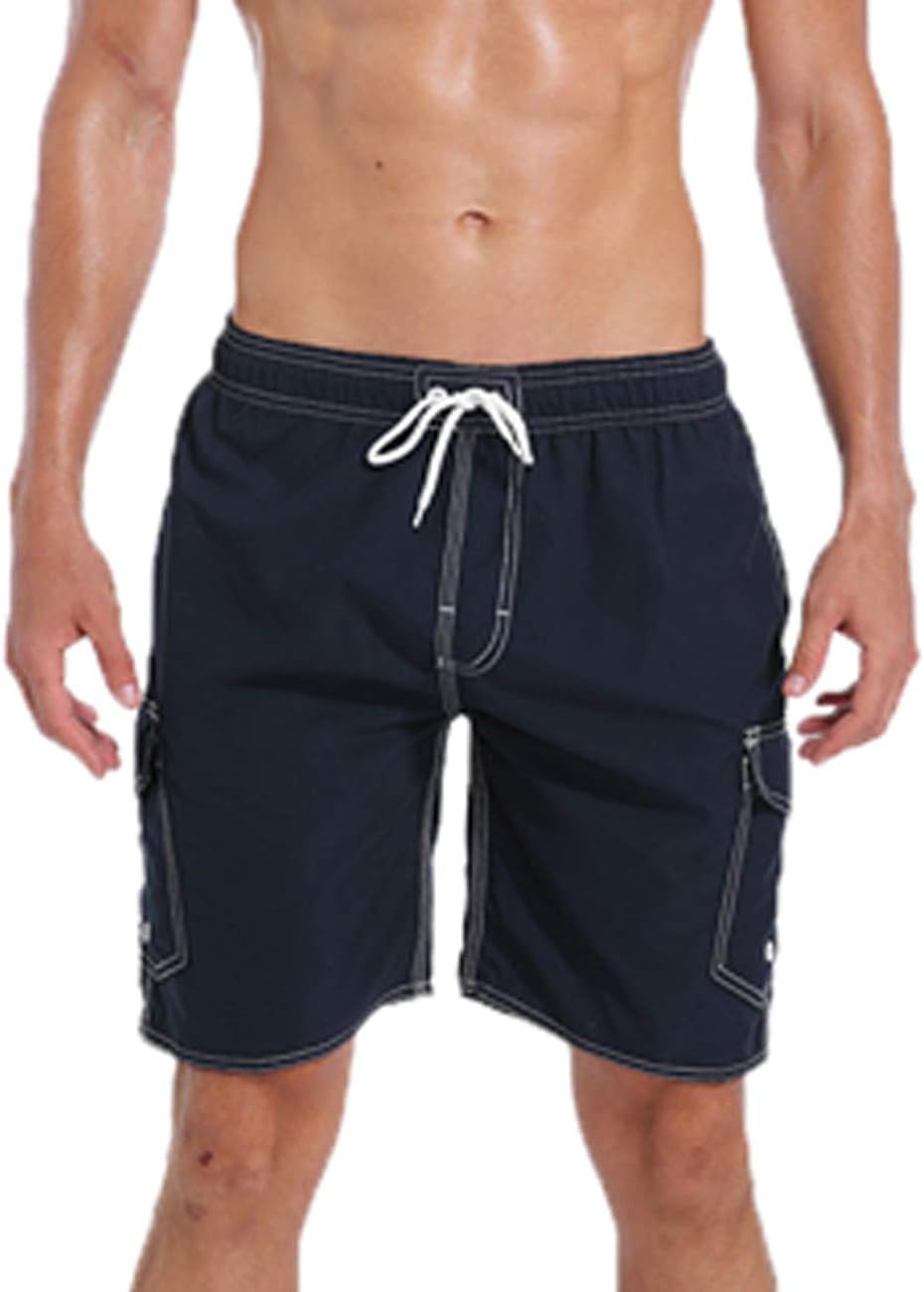 Mens Swim Trunks Watershorts Soft Surfing Shorts Boardshorts Elastic Drawstring Waistband Casual Daily Wear Pants with Pockets