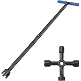 CHEOTIME 37 Inch Water Meter Key, Adjustable Reinforced Steel T Handle 4 Way Multi Function Utility Key Water Meter Key Shut 