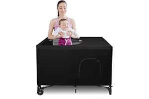 Crib Blackout Cover,Stretchy Blackout Tent for Pack N Play,Foldable Baby Bed Cover with Safety Vents,Breathable Blackout Port