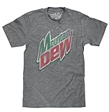 Tee Luv Mountain Dew Shirt - Distressed Mt Dew Logo T- Shirt (Graphite) (Large)