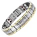 Willis Judd Mens Titanium Magnetic Bracelet Magnetic Bracelets for Men Adjustable Bracelet Length with Sizing Tool (Gold Silver)