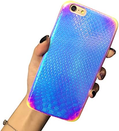 Holographic Mermaid iPhone 6s Plus Case, Easeu [Super Slim] [Gorgeous] Iridescent Back Cover [Color Changing] Crocodile Pattern Reflective Rainbow Case for iPhone 6 Plus/iPhone 6s Plus 5.5