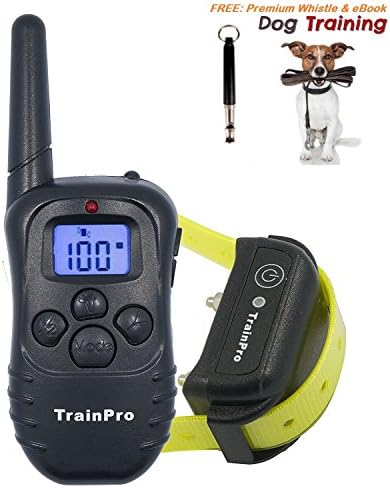 TrainPro PRO998 Electronic Dog Training 330-Yard Rechargeable Waterproof e-Collar System for One Dog with eBook and Whistle, 3.0 Version, Black