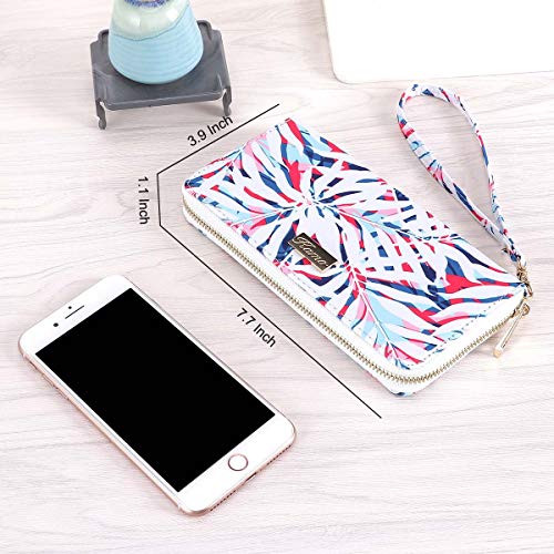KAMO Womens Wallet Zip Around Phone Wallet Wristlet Travel Long Purse for Women Lady Girl 7.7×3.9（Single Zipper） - Thumbnail 4