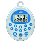 hito Waterproof Kitchen Cooking Bathroom Shower Loud Alarm Clock Timer, Heavy Duty 99H:59M:59S, Indoor Temperature, Date, Week also for Pool, Sauna (Blue)