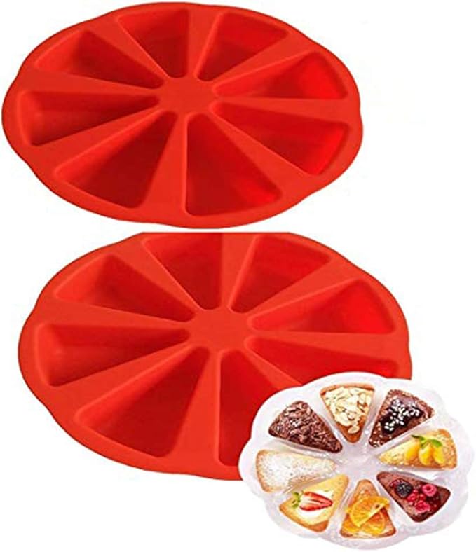 Silicone Bake,Ware Large Round 8 Triangle Cavity Cake Pan Mold Silicone